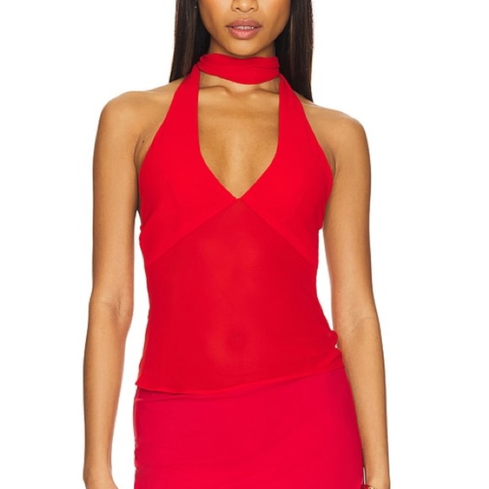 MAJORELLE Red Halter Top